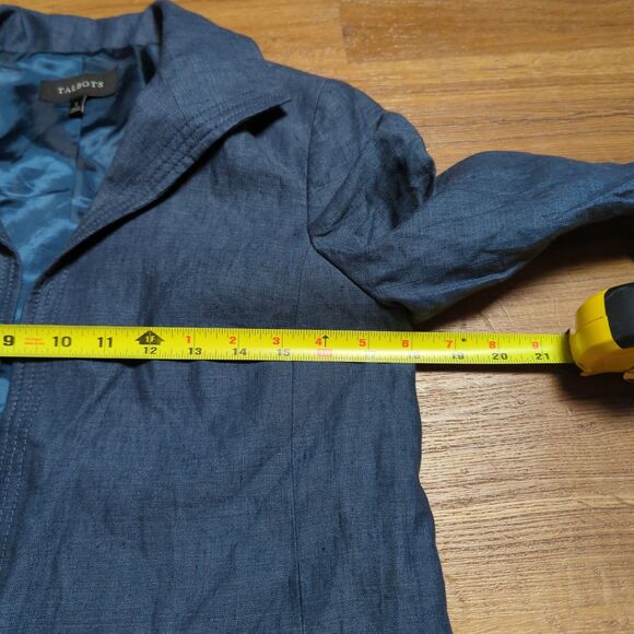 Talbots Open Front Blazer Style Jacket 100% Linen Blue Womens Size 2 Casual - Picture 6 of 8